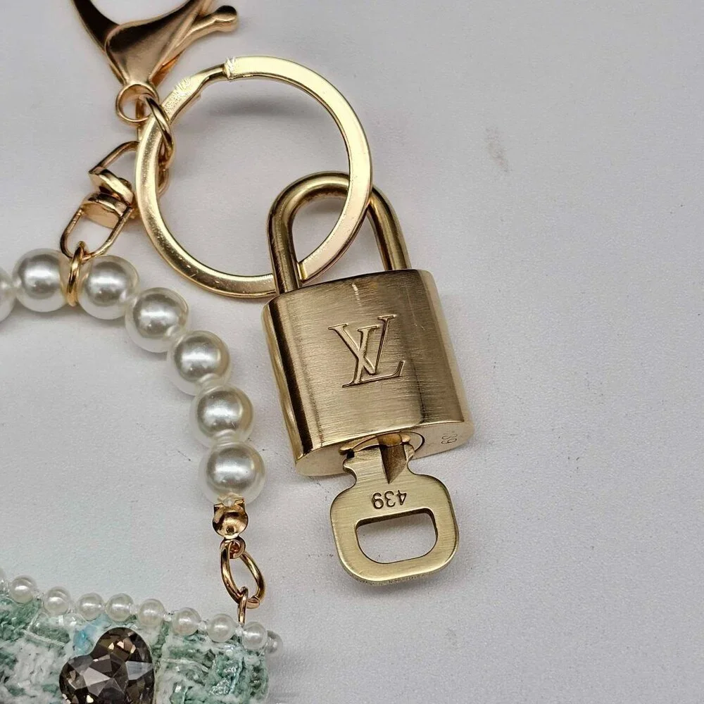 Authentic Louis Vuitton Padlock & Key Gold ✨Unbranded Bag Charm Keychain